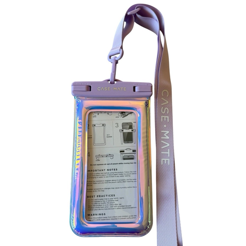 CASE-MATE Soap Bubble Waterproof Floating Phone Pouch Lanyard Iridescent